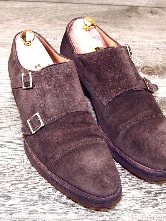 $795 Scarpe DI BIANCO Isernia Monkstrap 10 M Brown Suede SC574 * add $15 Trees